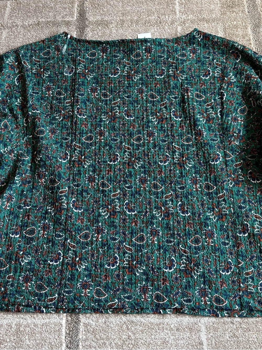 LOFT Green Floral Patterned Short-Sleeve Knit Top Puff Sleeves - Picture 11 of 11